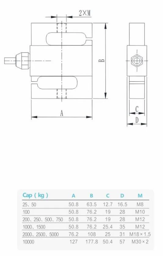 S Compression and Tension Crane Scale Force Sensor 25kg 50kg 200kg 300kg 500kg 1t 5t 10t (B320A)